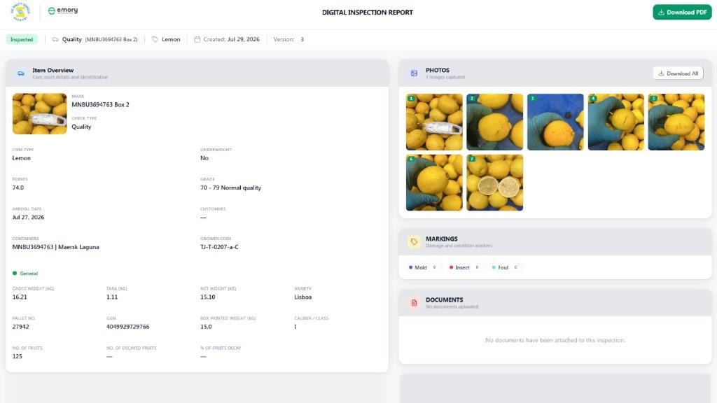 Emory Pro Inspektions-Dashboard