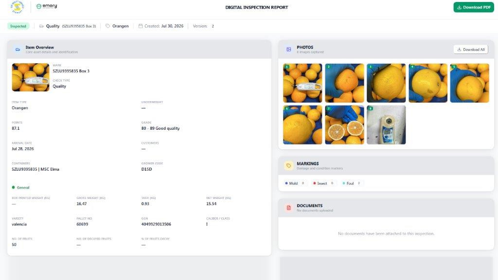 Emory Pro Inspektions-Dashboard